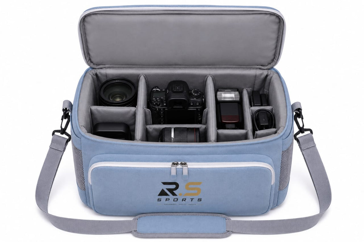 R.S Sports Camera Accessories Bag - Blue & Pink Lens Storage
