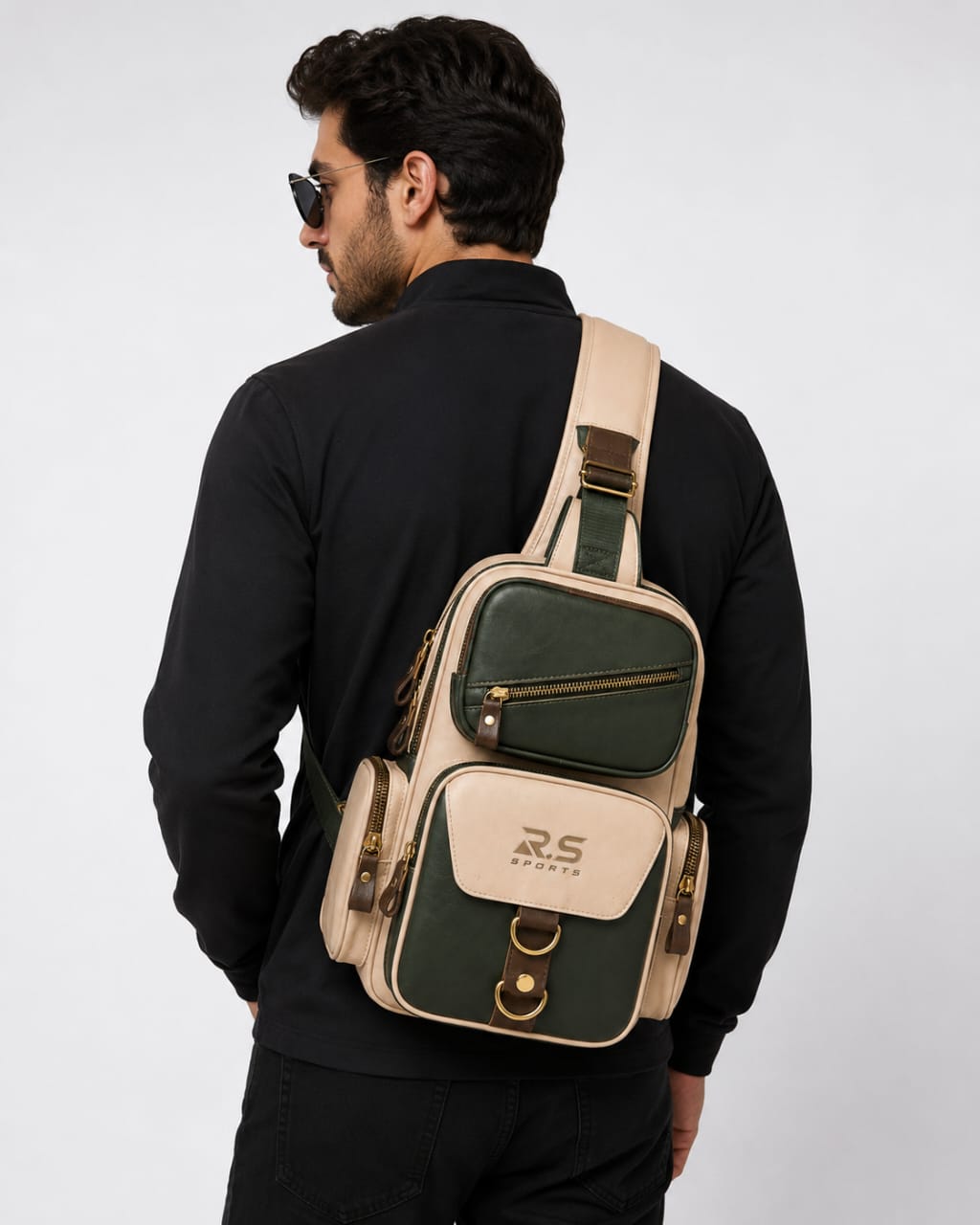 Premium Genuine Leather Multi-Pocket Crossbody Sling Bag Pro