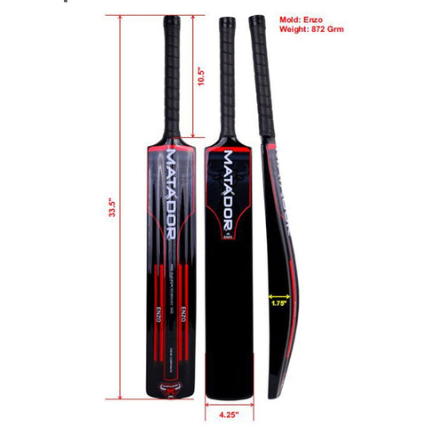 Matador Cricket Tapeball Bat - Fiber Enzo 45 - Red/Black