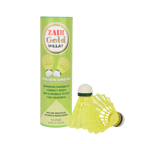 Millat Zaib Gold Badminton Nylon Shuttlecock - 1pc