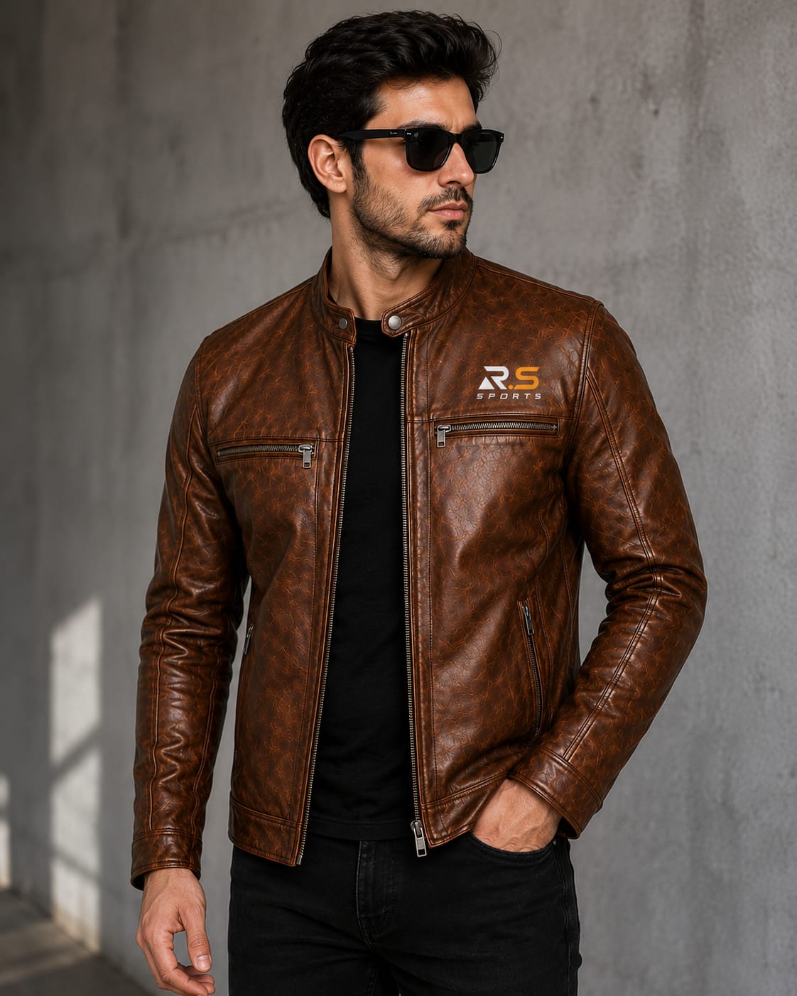 R.S Sports Premium Genuine Leather Jacket – Brown & Black