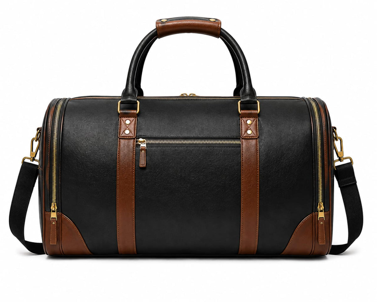 Premium Leather Sports Travel Duffle Bag with Shoulder Strap