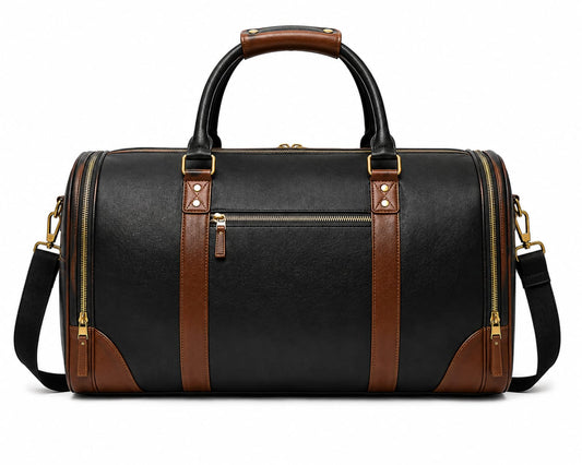 Premium Leather Sports Travel Duffle Bag with Shoulder Strap