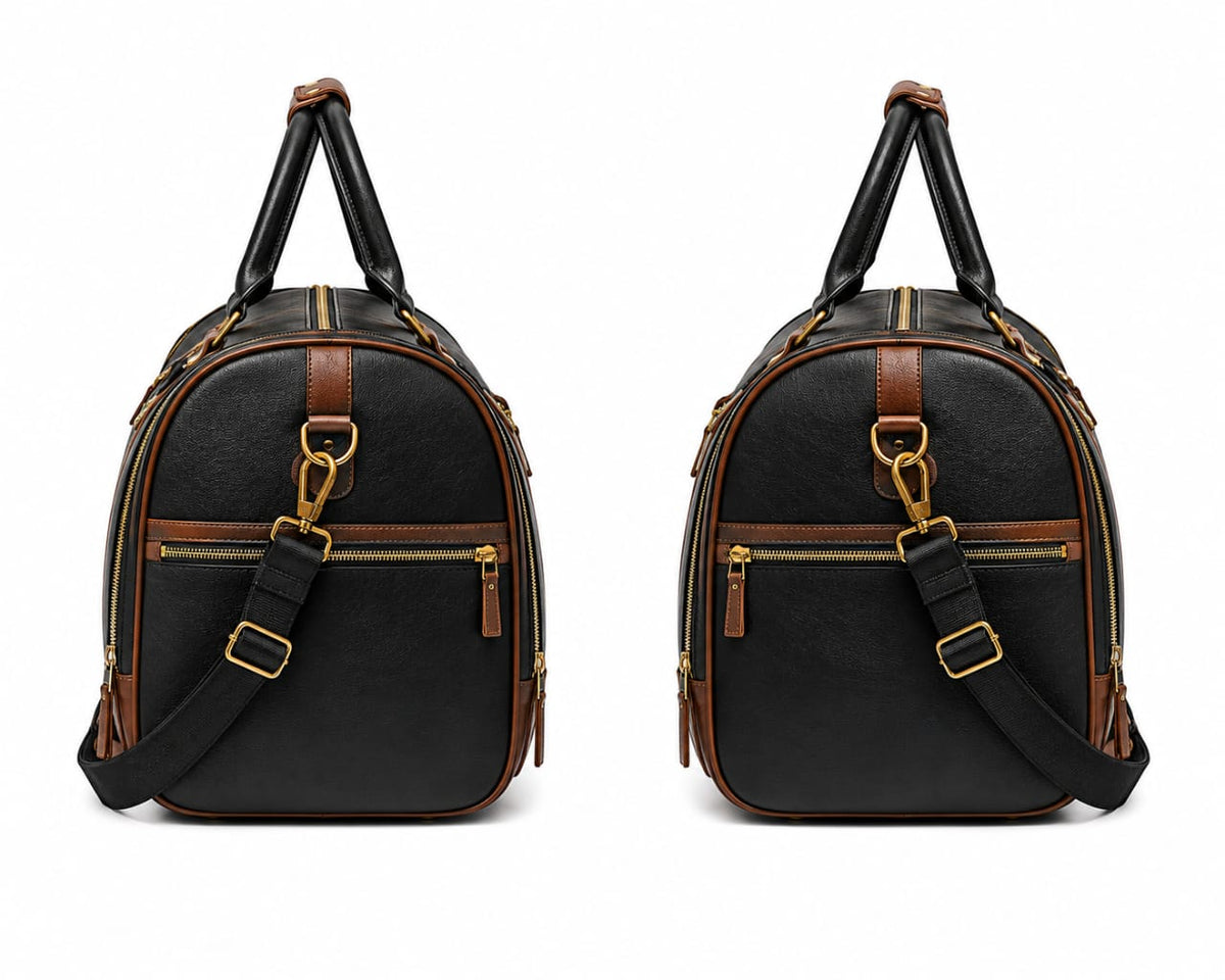 Premium Leather Sports Travel Duffle Bag with Shoulder Strap