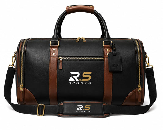 Premium Leather Sports Travel Duffle Bag with Shoulder Strap