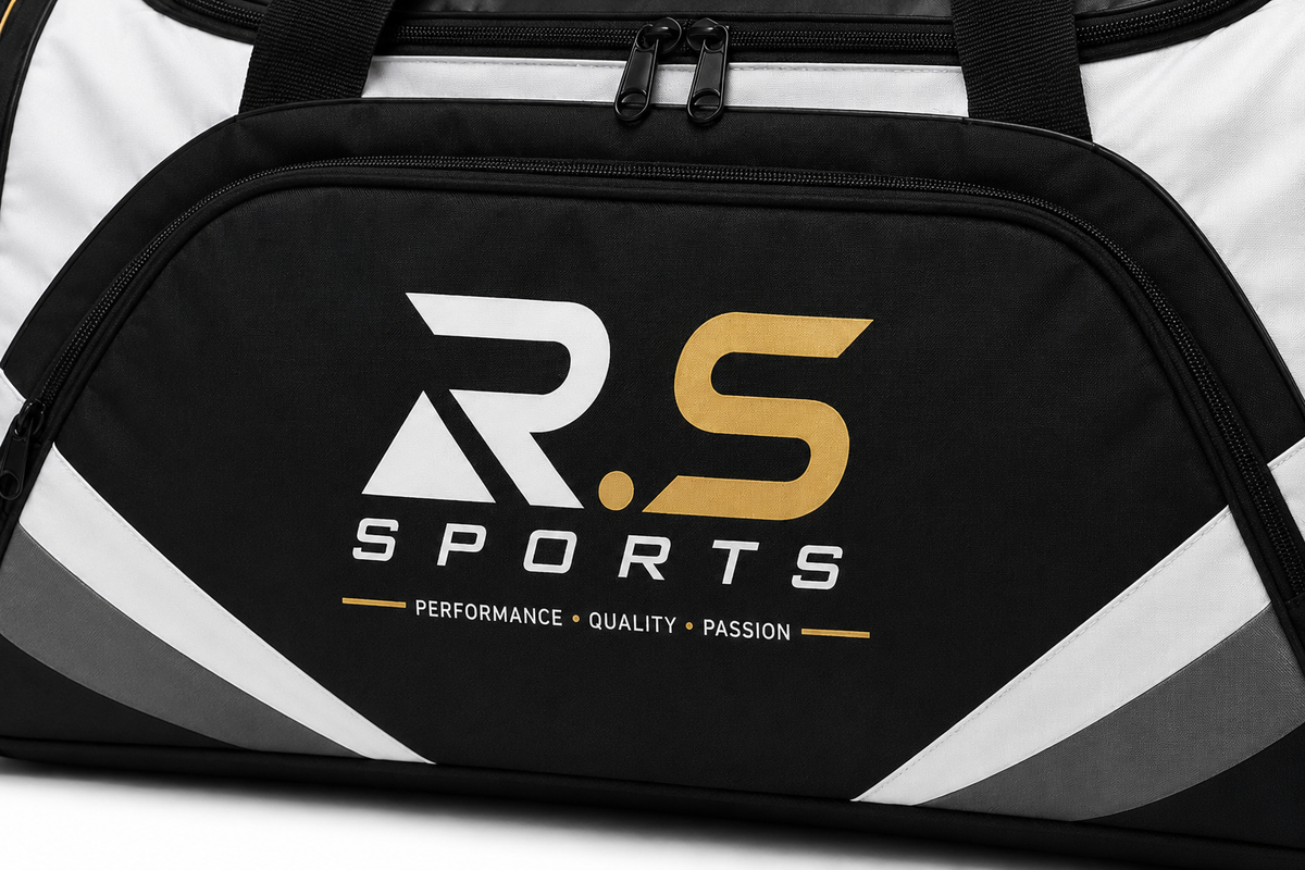 R.S Sports Football Kit Duffel Bag - Black & Gold Travel Pro