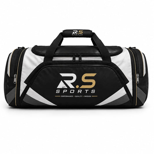 R.S Sports Football Kit Duffel Bag - Black & Gold Travel Pro
