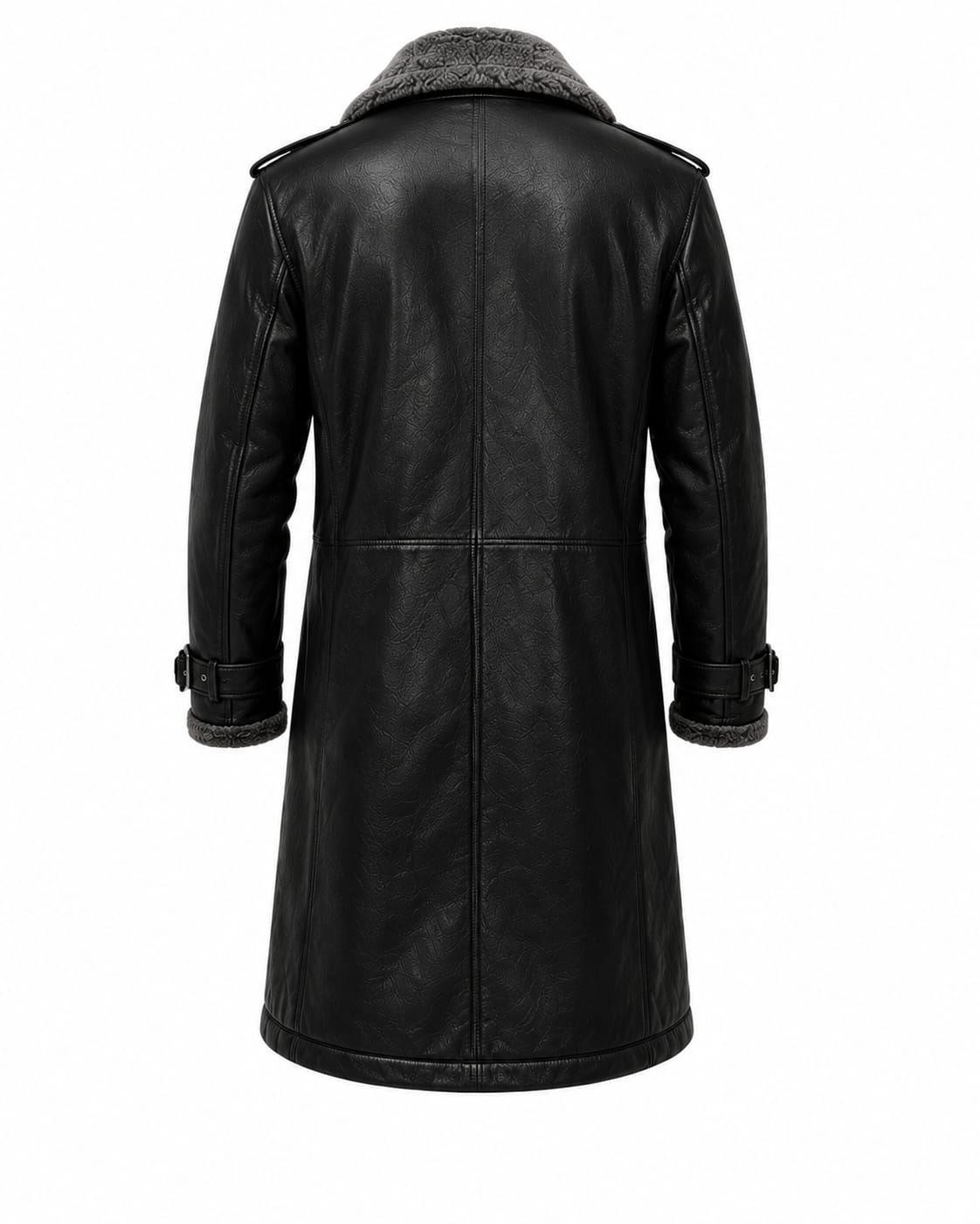 R.S Sports Long Leather Shearling Coat with Warm Winter Lining